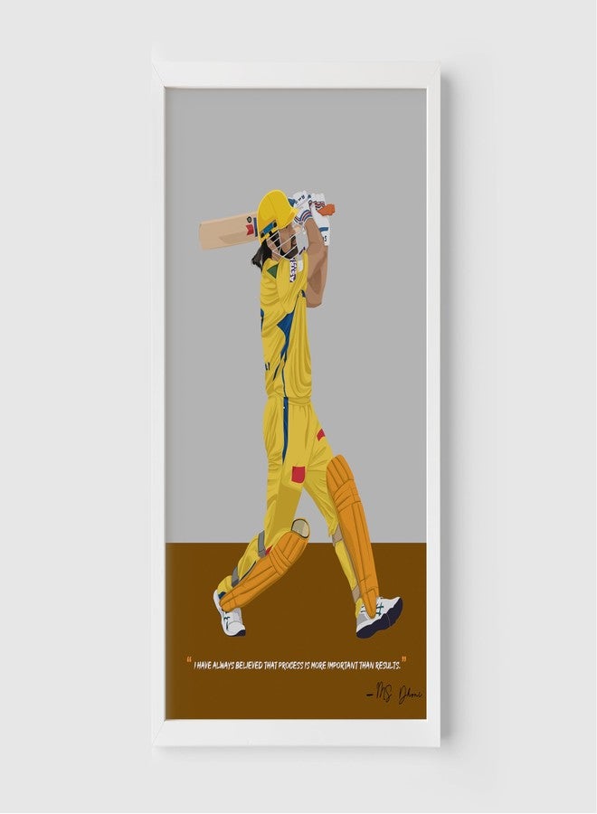 QUOTE - UNQUOTE ART MS Dhoni Poster Frame, CSK, Cricket Gifts,13x17 inches - White Frame - Image 4