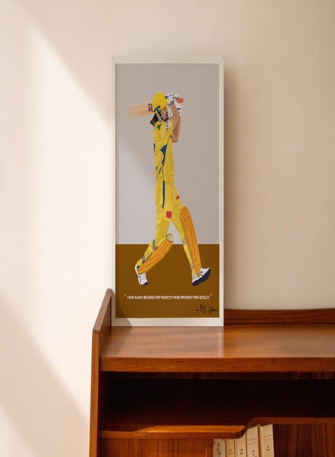 QUOTE - UNQUOTE ART MS Dhoni Poster Frame, CSK, Cricket Gifts,13x17 inches - White Frame - Image 5