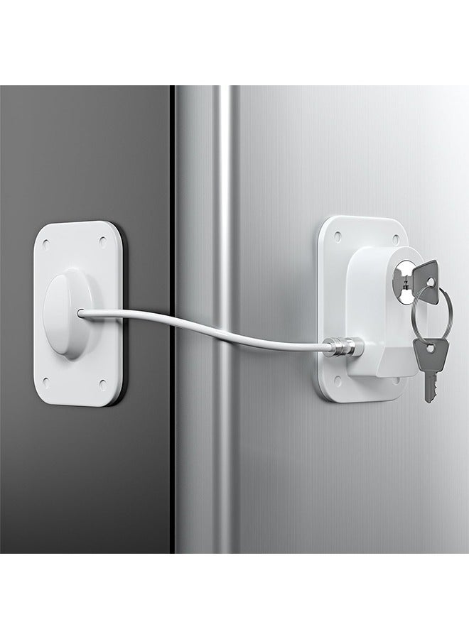 Highly Secured Refrigerator Lock with Key – Mini Refrigerator Door Lock for Children and Adults – Multi Functional Lock for Securing Fridge, Drawers and Health Products (White)  - Image 1