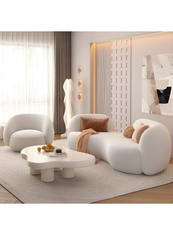 Comfynest Comfynest Contemporary White Curved Sofa With Tight Back For Living Room  - Image 4