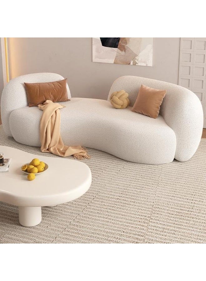 Comfynest Comfynest Contemporary White Curved Sofa With Tight Back For Living Room  - Image 1