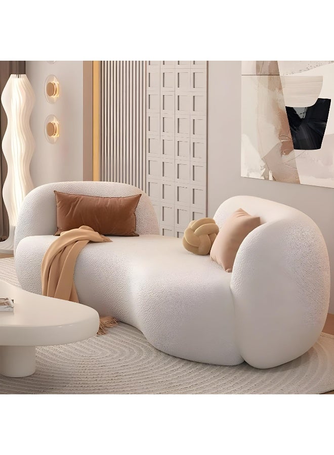 Comfynest Comfynest Contemporary White Curved Sofa With Tight Back For Living Room  - Image 2