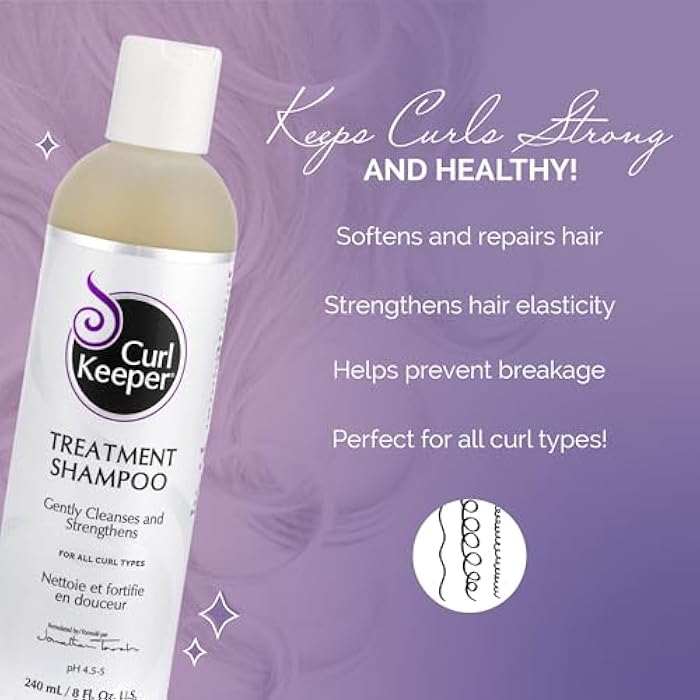 Curl Keeper Treatment Shampoo for Curly Hair, 8 Fl Oz - Daily Hair Shampoo Gently Cleanses & Strengthens All Curl Types - Rebuilds & Restores Damaged Hair - Water Based & Sulfate Free Shampoo - Image 2