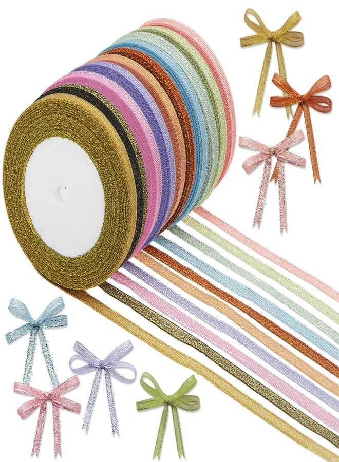 Boerni 10 Rolls 250 Yards Giltter Ribbon for Gift Wrapping 1/4-Inch ...