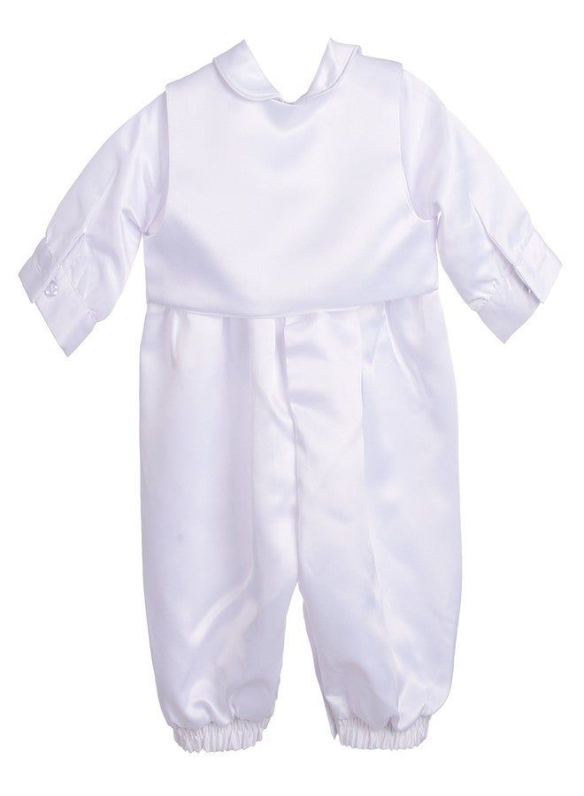 Lito Angels Baby Boys' Christening Baptism Outfit White Romper Formal Wear Embroidery Cross Vest 3 Piece Set Size 9-12 Months - Image 3