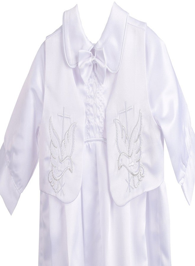 Lito Angels Baby Boys' Christening Baptism Outfit White Romper Formal Wear Embroidery Cross Vest 3 Piece Set Size 9-12 Months - Image 4