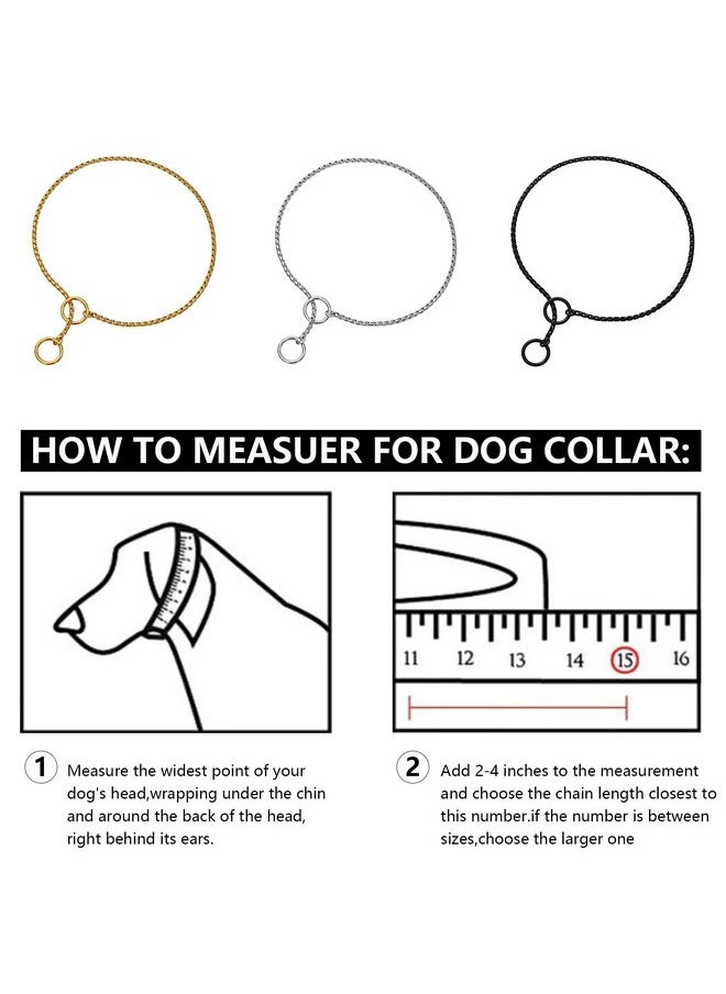 WJH Silver Gold Black Dog Cat Collar, Stainless Steel 2.3MM-4.5MM Small Cat Dog Collar, Puppy Metal Snake Dog Show Slip Collar for Small Medium Dogs Cats  - Image 3