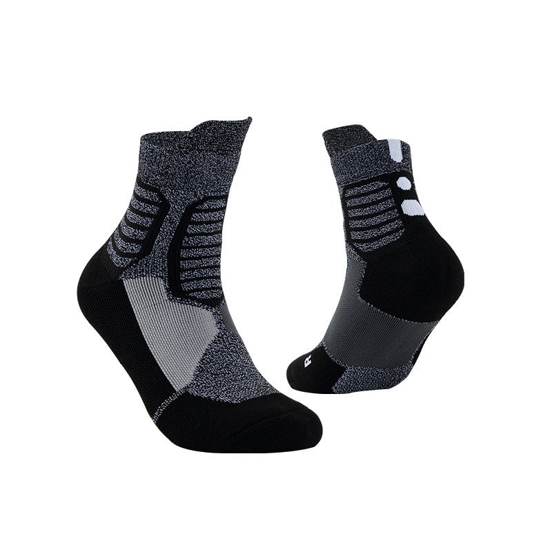 Professional Elite Basketball Socks Mens Thickened Non-Slip Sports Socks Low High Top Mid-Length Socks Sweat-Absorbent Casual Socks Wholesale Dark gray/black - Image 1