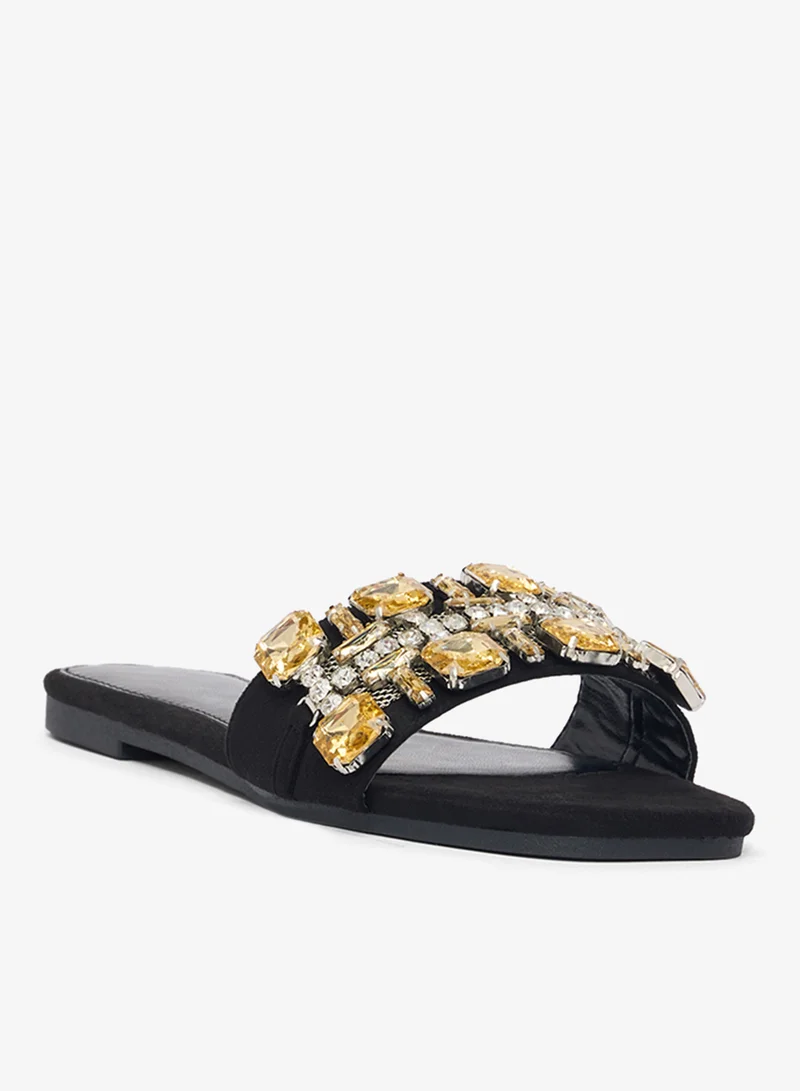 خزانة Jewel Detail Embellished Flat Sandals
