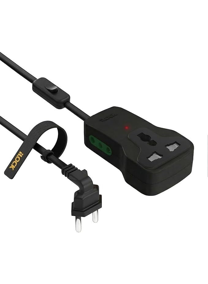 iLOCK Mini Power Strip – 3 - Outlet Extension | 2 Schuko + 1 Universal Socket (MULTICOLOR, 1.5M) - Image 5