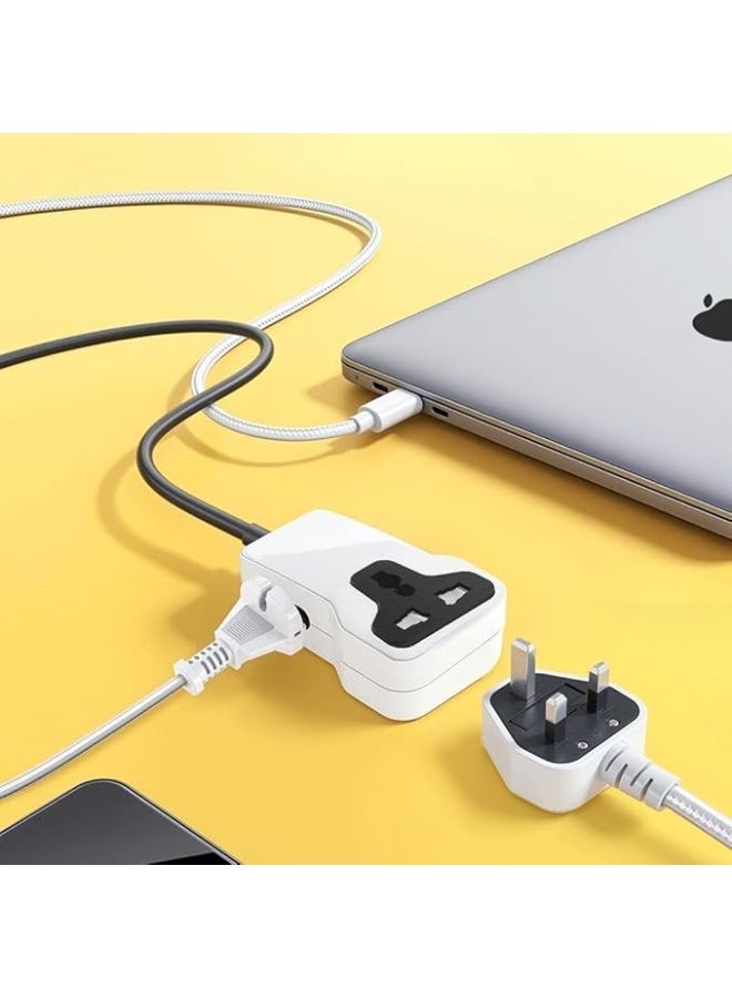 iLOCK Mini Power Strip – 3 - Outlet Extension | 2 Schuko + 1 Universal Socket (MULTICOLOR, 1.5M) - Image 3