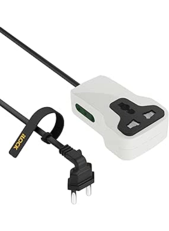 iLOCK Mini Power Strip – 3 - Outlet Extension | 2 Schuko + 1 Universal Socket (MULTICOLOR, 1.5M) - Image 1