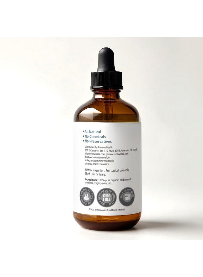Renewalize ORGANIC JOJOBA OIL - Cold Pressed, Unrefined in 4 oz Dark Glass Bottle with Dropper | An essential daily or night time moisturizer for face, skin, nails, lips, beard & hair - Image 3