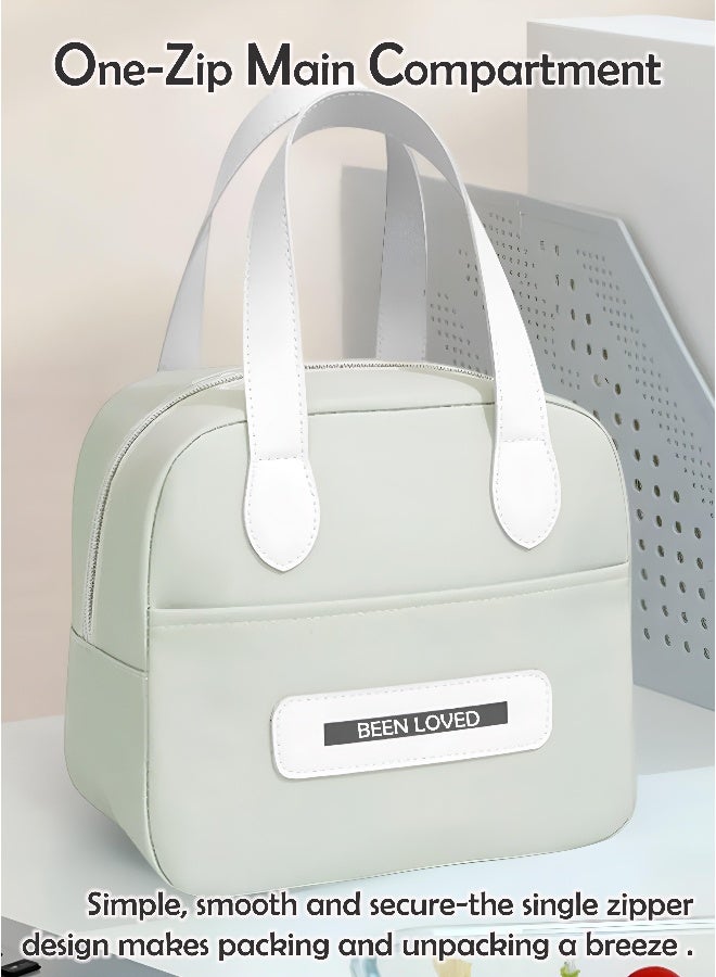 توشيونيكس حقيبة غداء معزولة - بمقبض جلدي - حقيبة أكسفورد حرارية مع جيب وسحاب - للمكتب والمدرسة والوجبات الخفيفة - مقاس 22.5 × 15 × 21 سم - سعة 7 لتر - Image 4