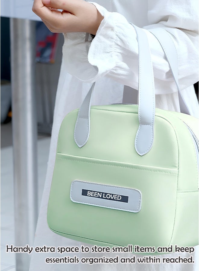 توشيونيكس حقيبة غداء معزولة - بمقبض جلدي - حقيبة أكسفورد حرارية مع جيب وسحاب - للمكتب والمدرسة والوجبات الخفيفة - مقاس 22.5 × 15 × 21 سم - سعة 7 لتر - Image 3