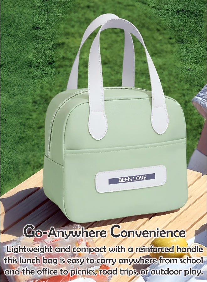 توشيونيكس حقيبة غداء معزولة - بمقبض جلدي - حقيبة أكسفورد حرارية مع جيب وسحاب - للمكتب والمدرسة والوجبات الخفيفة - مقاس 22.5 × 15 × 21 سم - سعة 7 لتر - Image 2