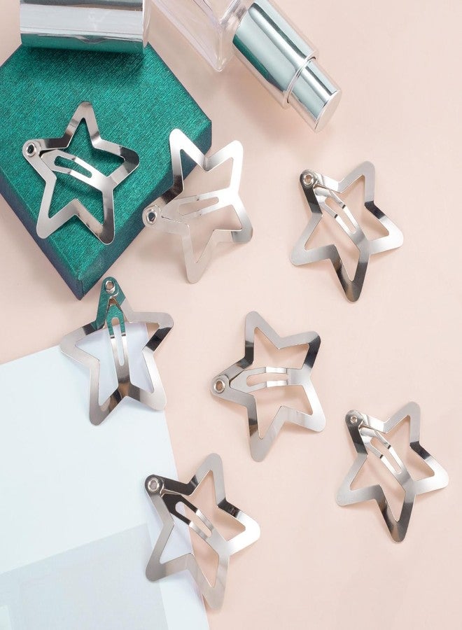 Rinpoche 10 PCS 1.22" Star Hair Clips Snap Hair Barrettes Non Slip Star Hair Accessories for Girls Women Cute Lovely 2024s Y2K Silver Metal Hair Clips - Image 5