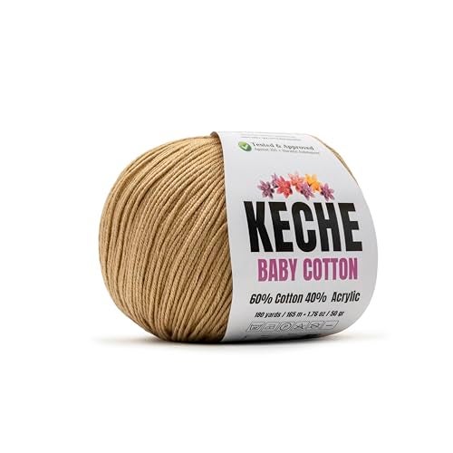 Keche Cotton Yarn, 60% Cotton 40% Acrylic Yarn, Soft Cotton Yarn for Crochet and Knitting, Amigurumi Yarn 1 Skein/Ball 1.76 Oz (50g) / 180 Yrds (165m) - Cappuccino - Image 1