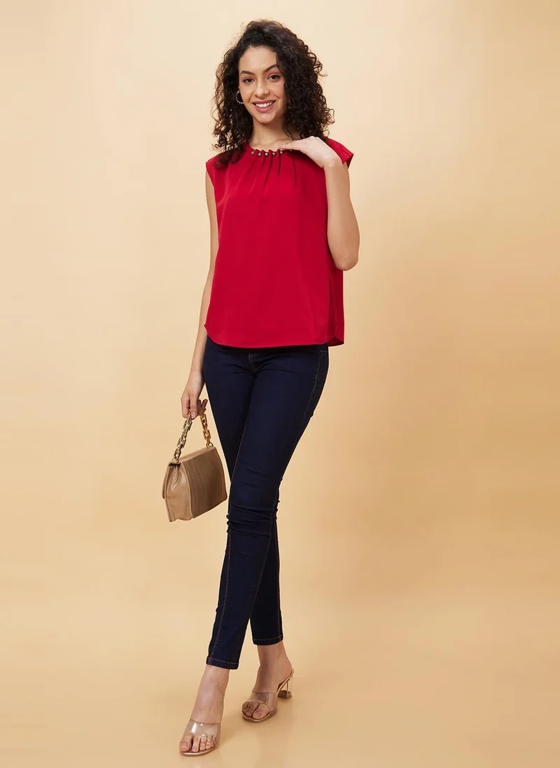 globus Globus Women Gathered & Pleated Stylish Neck Top