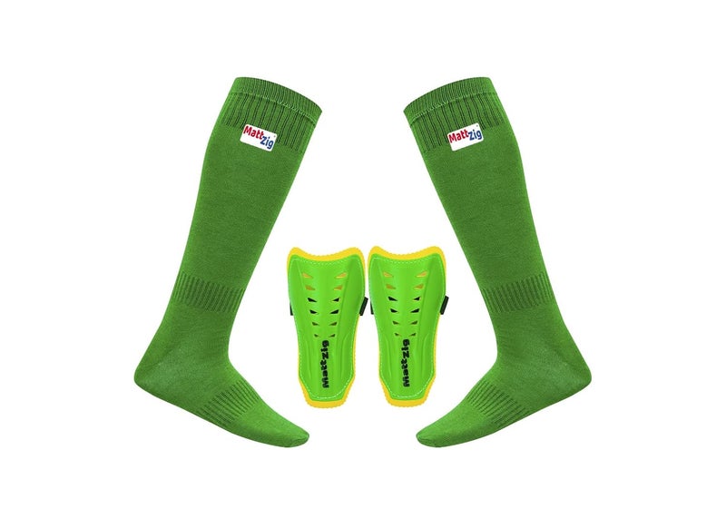 MATTZIG ® Congo Football Kit (One Pair Of Football Socks & One Pair Of Football Shin Guard) (Green) - Image 1