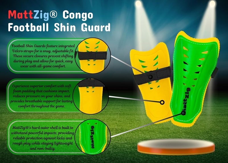 MATTZIG ® Congo Football Kit (One Pair Of Football Socks & One Pair Of Football Shin Guard) (Green) - Image 3