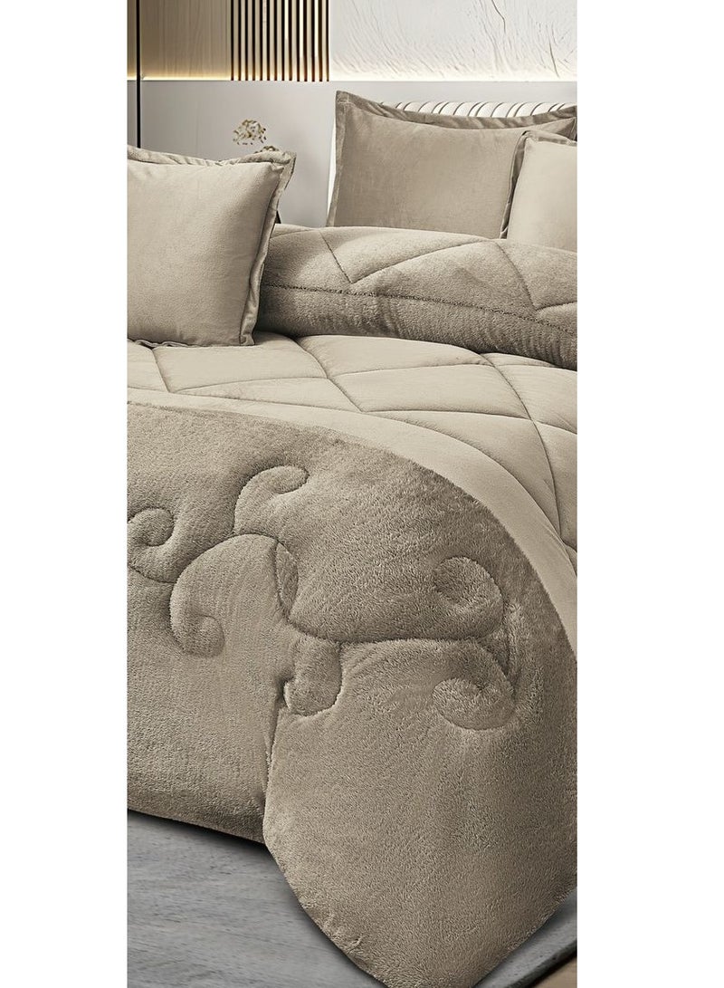 مينجلي مفرش سرير نفرين مخمل شتوي فخم بتصميم انيق وخامة تمنحك الدفئ والراحة 6 قطع، مقاس اللحاف 240x220 سم - Image 3