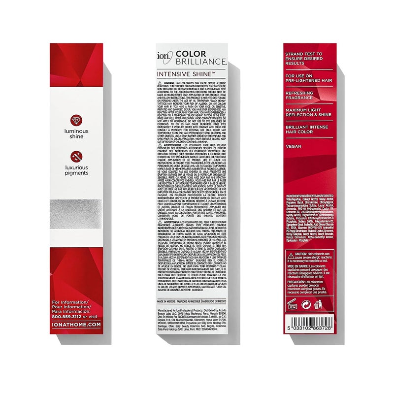 Ion Permanent Brights Creme Hair Color Red, Vegan, Cruelty Free, PPD Free, 100% Gray Coverage, Long Lasting, Fade Resistant Color, 2.05 oz - Image 1