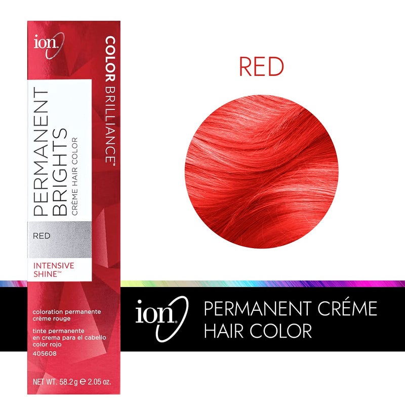 Ion Permanent Brights Creme Hair Color Red, Vegan, Cruelty Free, PPD Free, 100% Gray Coverage, Long Lasting, Fade Resistant Color, 2.05 oz - Image 3