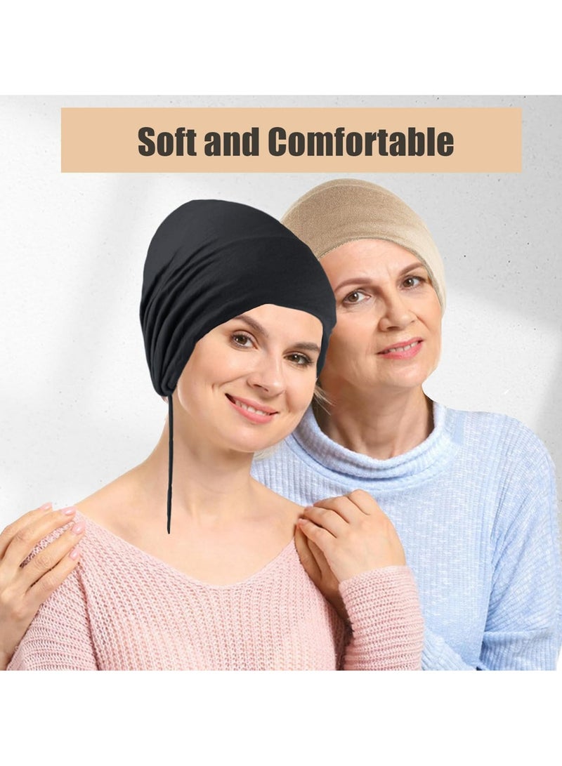 Oasisgalore 3PCS Women's Adjustable Elastic Bandana Hat - Under Scarf Hijab Cap - Image 3