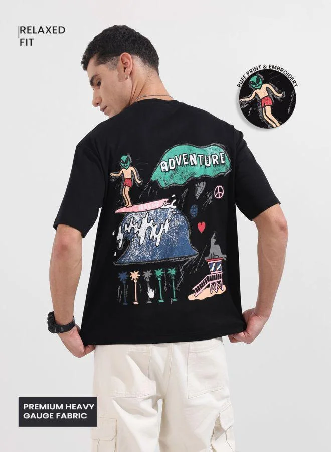 The Indian Garage Co Men Relaxed Fit Graphic Printed Crew Neck Half Sleeves T-Shirt