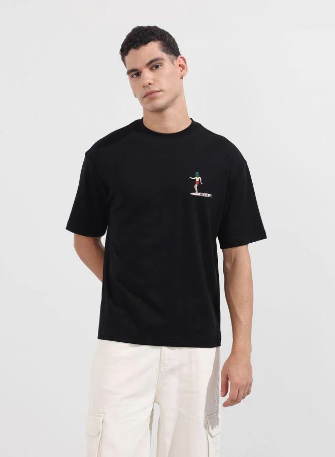 The Indian Garage Co Men Relaxed Fit Graphic Printed Crew Neck Half Sleeves T-Shirt