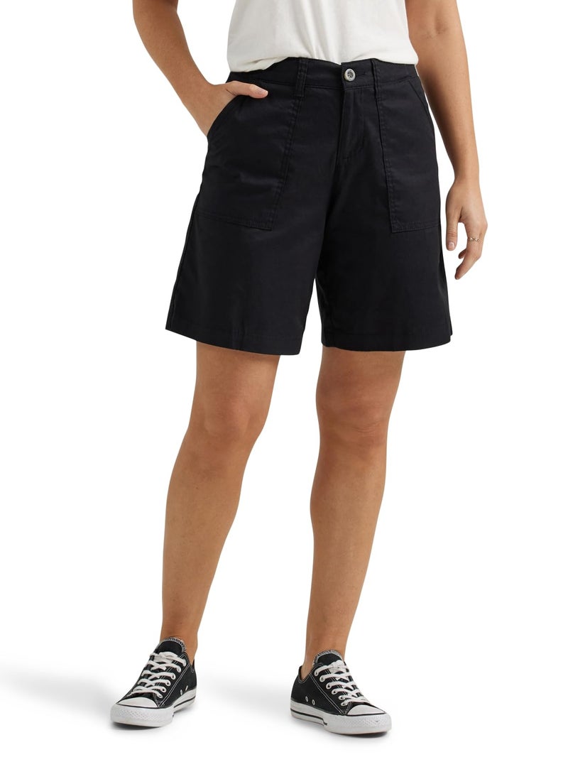 Lee Women's Ultra Lux Comfort with Flex-to-Go Utility Bermuda Short Union-All Black 6 - Image 1