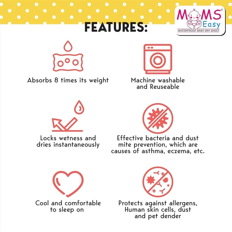 MOMSEASY MOMSEASY Water Proof and Reusable MatBed ProtectorAbsorbent Drysheet Pink XLarge 200x140 CM  - Image 3