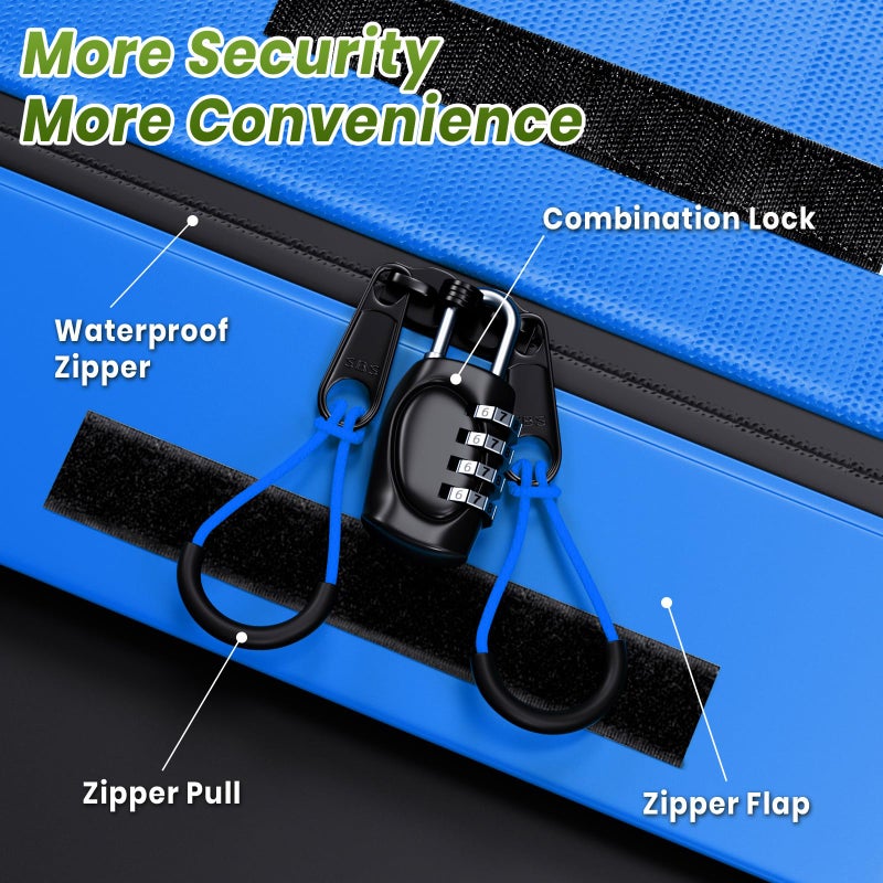 APTY 21 Cubic Feet Car Rooftop Cargo Bag Carrier, Soft Roof Top Luggage Bag for All Vechicles with/Without Racks - with Waterproof Zip, Luggage Lock, Anti-Slip Mat, Storage Bag, Door Hooks, Blue - Image 5