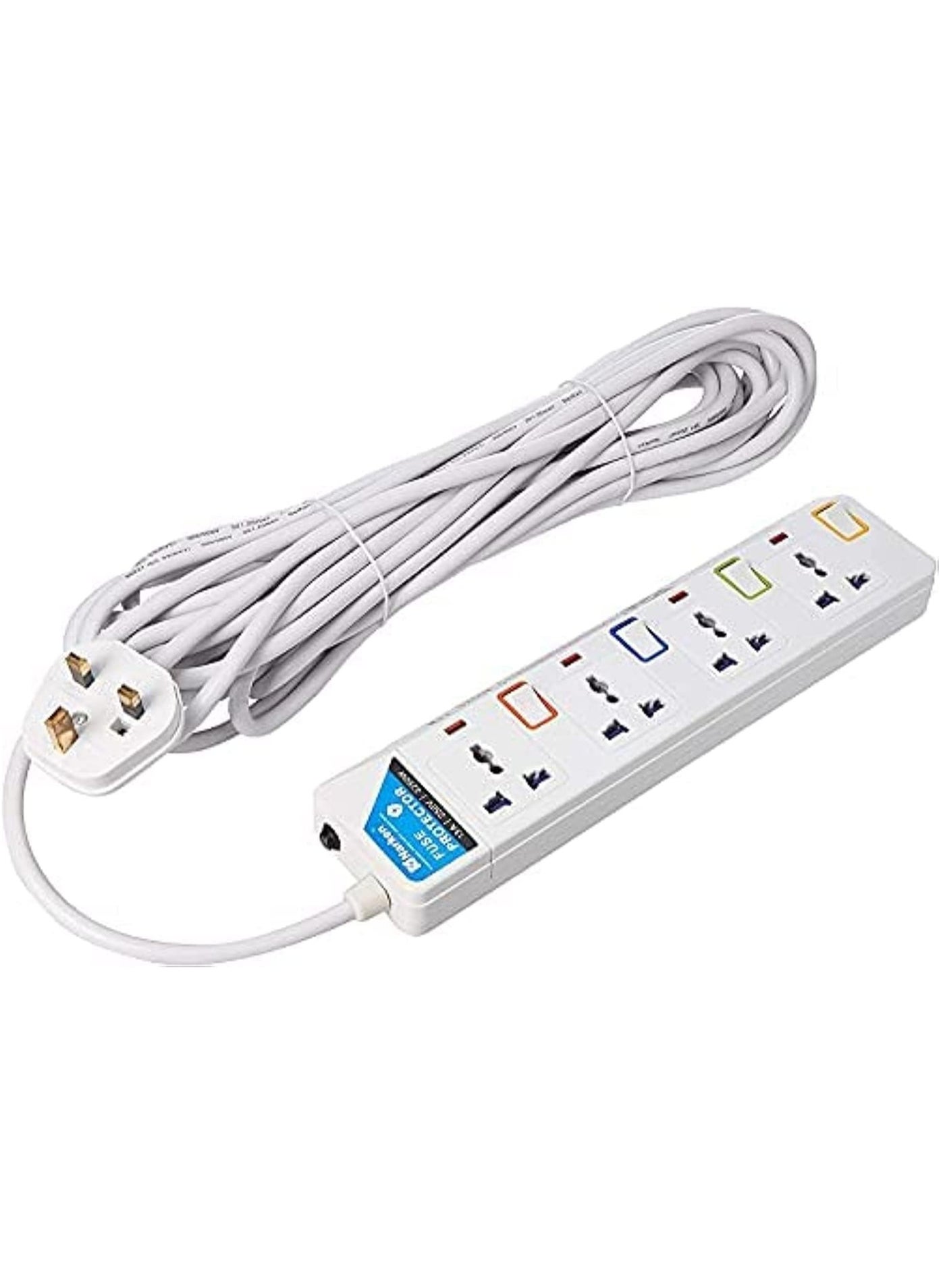 TC E4-3 E-Series Extension Cord, 4 Ways 3 Meter Electric Universal Power Strip wire, 13A Fuse surge With Separate Single Switch and Indicate light, Max 13A, 3250W, AC 250V