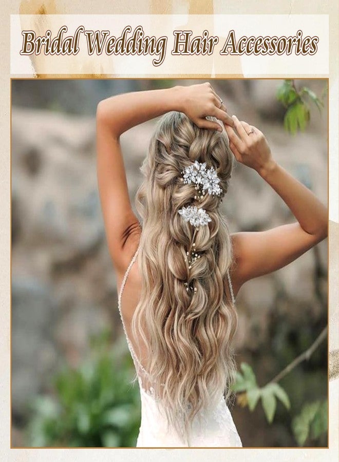 VENOFEN 4PCS Rhinestone Hair Clips Crystal Wedding Hair Pins for Women Sparkly Hair Barrettes Floral Rhinestones Bobby Pin Bridal Hair Accessories Prom Party - Image 5