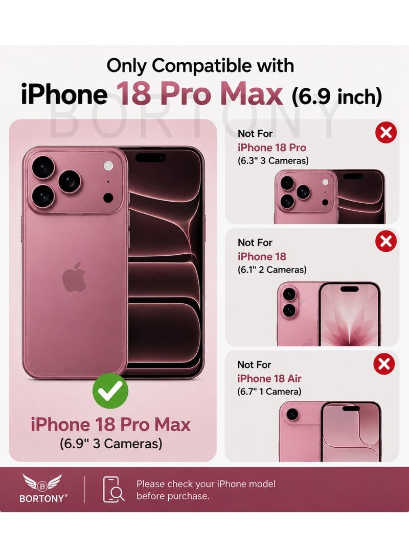 BORTONY iPhone 18 Pro Max Case Ultra Thin Mate Magnetic Cover For iPhone 18 Pro Max Camera Protection Slim Design Hard Phone Case for iPhone 18 Pro Max 6.9 inch - Image 2