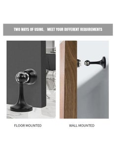 Y&D Magnetic Door Stops Stopper Stainless Steel Doorstop Brushed Satin Nickel, Black Wall Floor Mounted Holder Catch for Bedroom Bathroom Kitchen Home Office  - Image 2