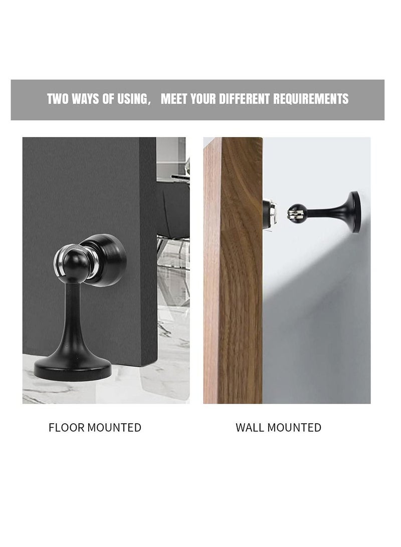 Y&D Magnetic Door Stops Stopper Stainless Steel Doorstop Brushed Satin Nickel, Black Wall Floor Mounted Holder Catch for Bedroom Bathroom Kitchen Home Office  - Image 2
