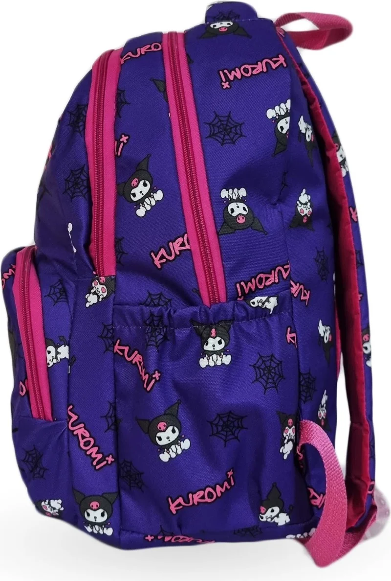 Masho Trend 4 Compartment Net Kuromi Primary School Bag + Nutrition + Water Bottle - Kuromi Primary School Girl Bag