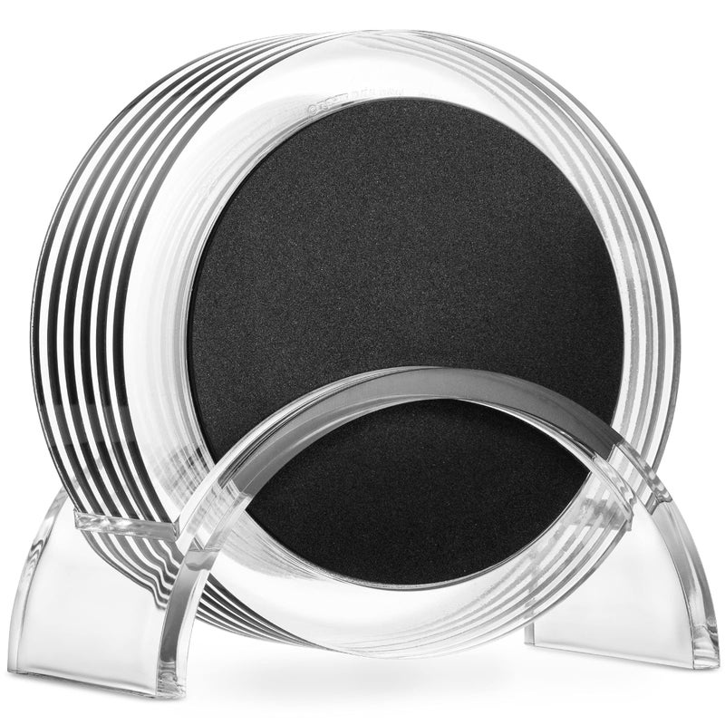 Acrylic Drink Coasters Set of 6 Premium Stylish Black 4 Inch Coaster Set for Tabletop Coffee Table Protection Coasters Will Not Scratch Your Wood Tables or Stick to Glass Home Decor Accent