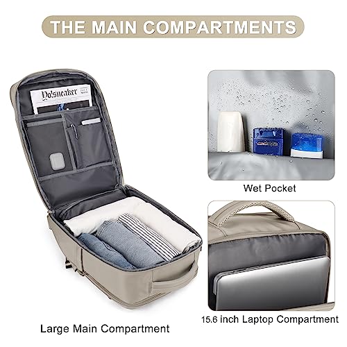 coofay Laptop Travel Backpack For Women Men Airline Approved Carry On Bags For Airplanes Underseat Luggage Backpack For Traveling On Airplane Personal Item Travel Bag For Airlines Light Brown - Image 5