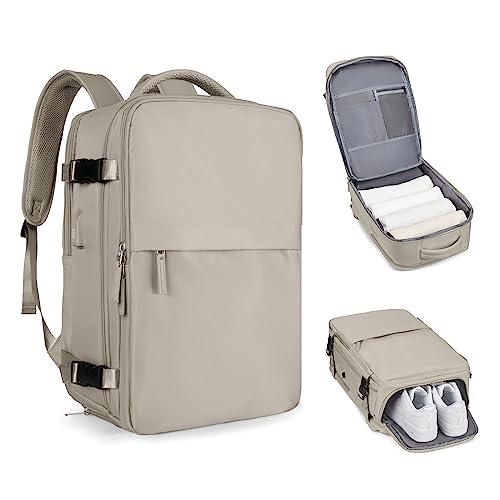 coofay Laptop Travel Backpack For Women Men Airline Approved Carry On Bags For Airplanes Underseat Luggage Backpack For Traveling On Airplane Personal Item Travel Bag For Airlines Light Brown - Image 1