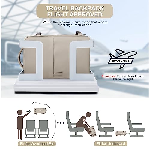 coofay Laptop Travel Backpack For Women Men Airline Approved Carry On Bags For Airplanes Underseat Luggage Backpack For Traveling On Airplane Personal Item Travel Bag For Airlines Light Brown - Image 2