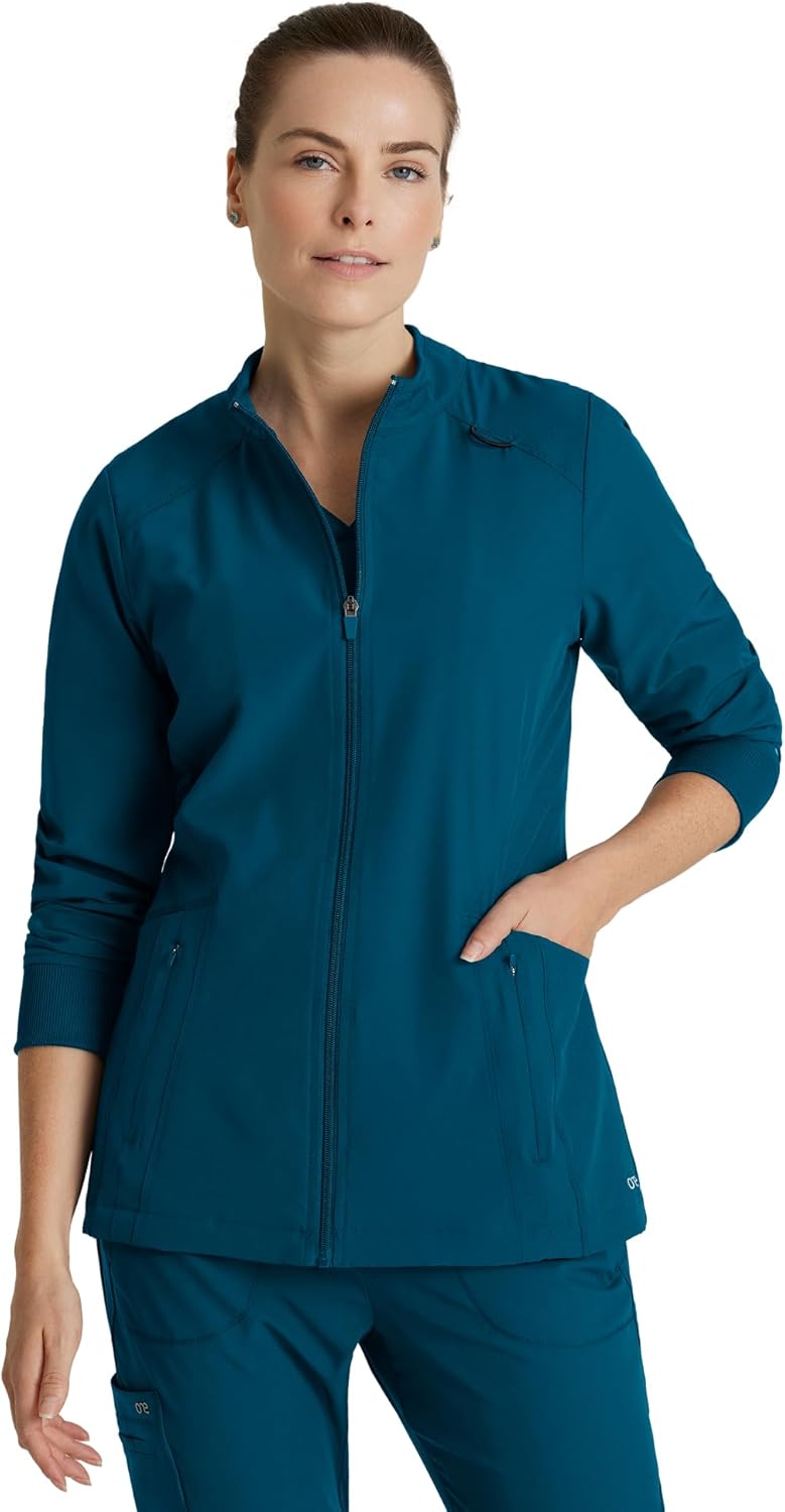 BARCO One Women's 4 Pocket Banded Collar Zip Up Venture Warm Up Jacket - Bahama - Image 1