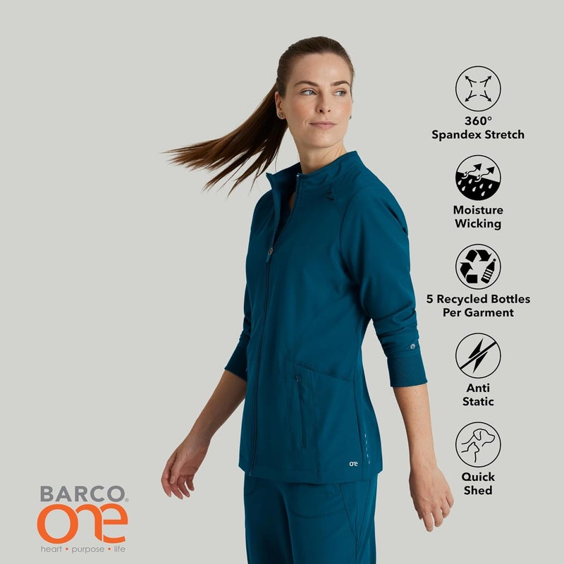 BARCO One Women's 4 Pocket Banded Collar Zip Up Venture Warm Up Jacket - Bahama - Image 3