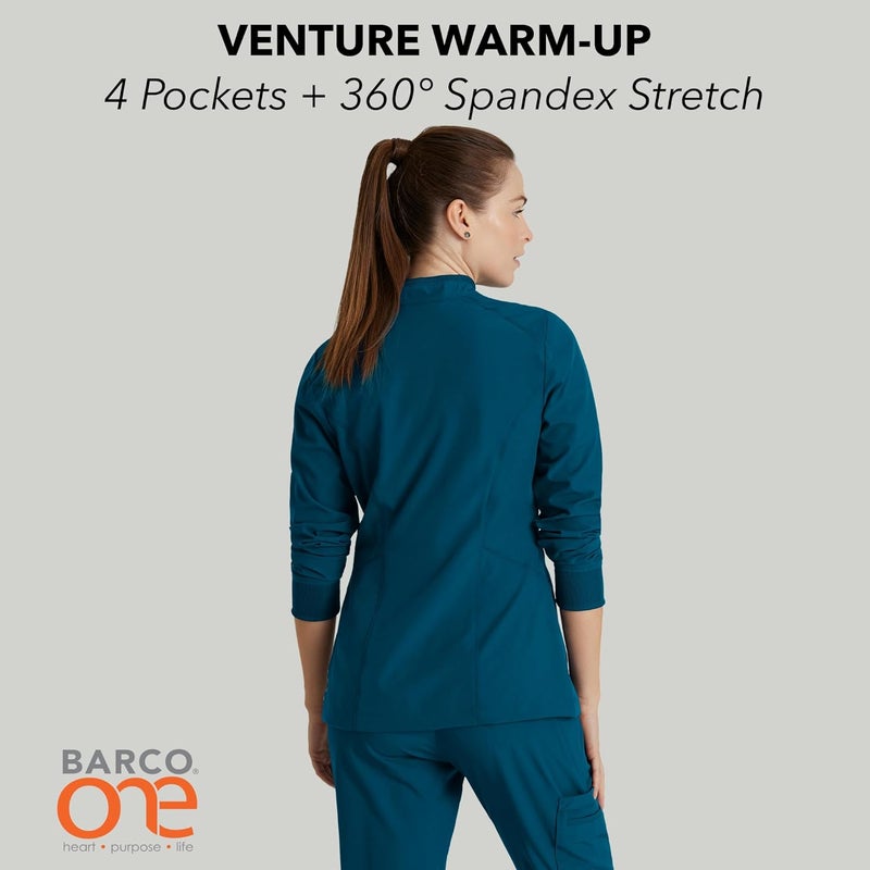 BARCO One Women's 4 Pocket Banded Collar Zip Up Venture Warm Up Jacket - Bahama - Image 2