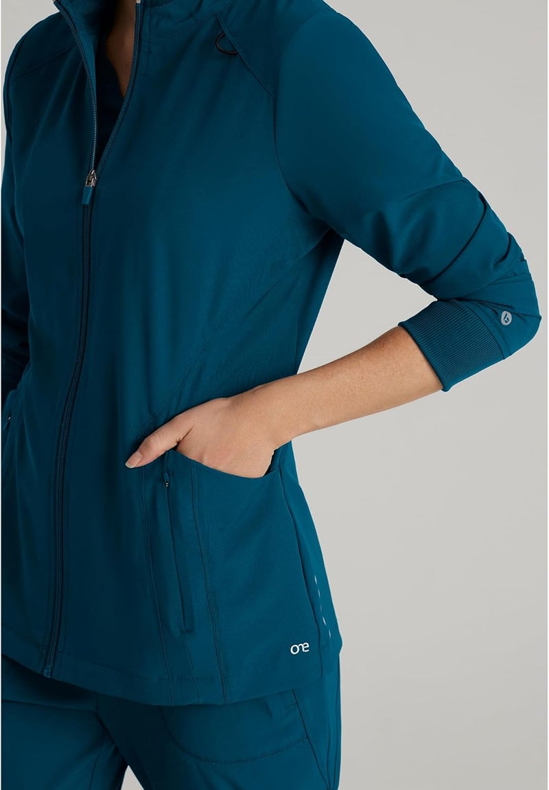 BARCO One Women's 4 Pocket Banded Collar Zip Up Venture Warm Up Jacket - Bahama - Image 5