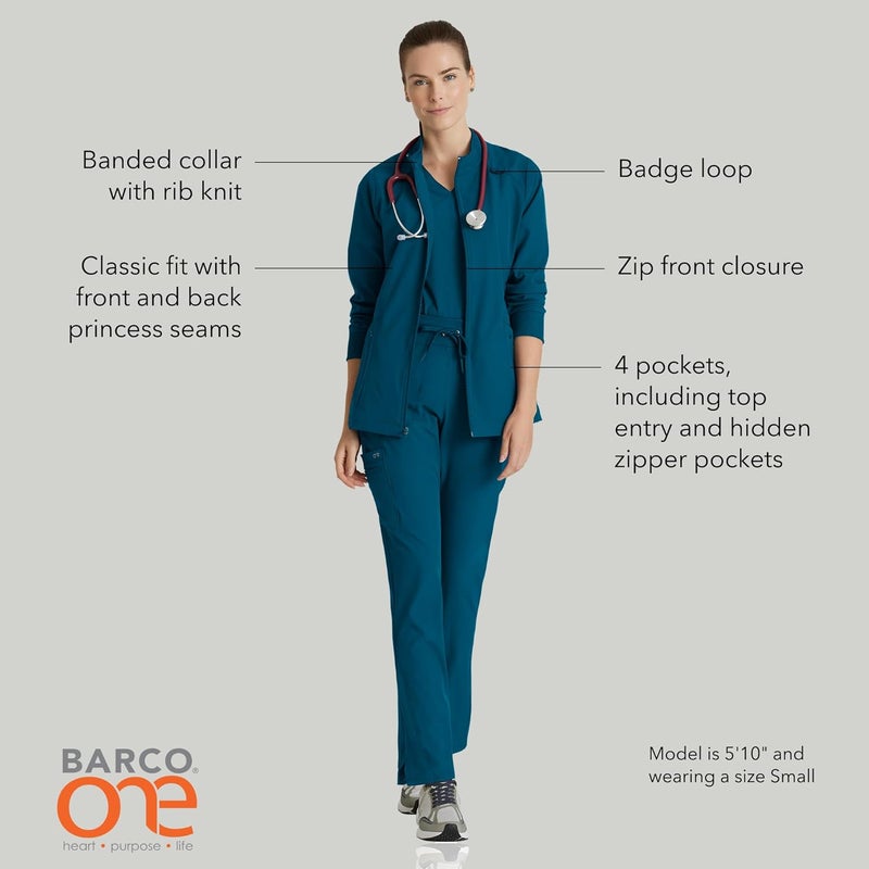 BARCO One Women's 4 Pocket Banded Collar Zip Up Venture Warm Up Jacket - Bahama - Image 4