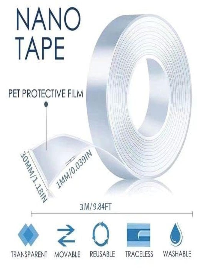 JD PRO Double Sided Tape Heavy Duty, Transparent Removable Mounting Tape, Removable Sticky Strip Transparent Wall Tape,Washable Strong Poster Carpet Tape, 3mm Thick (3 Meter, Pack of 1) - Image 3